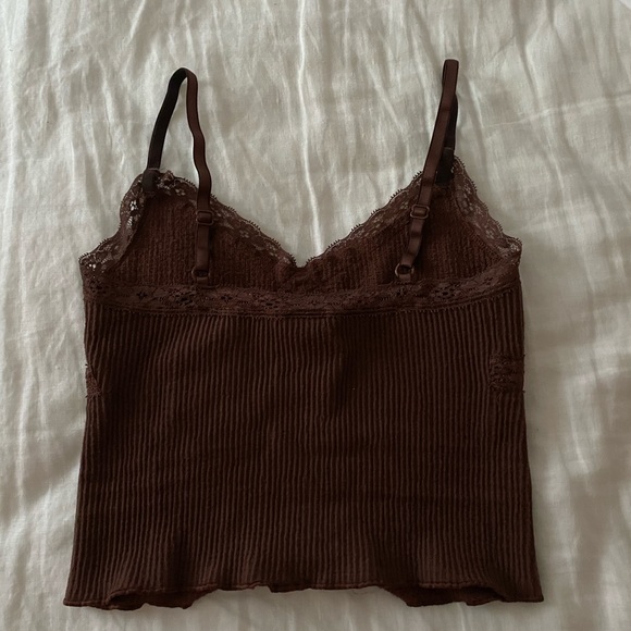 SOLD brown cross lace cami - Picture 3 of 4